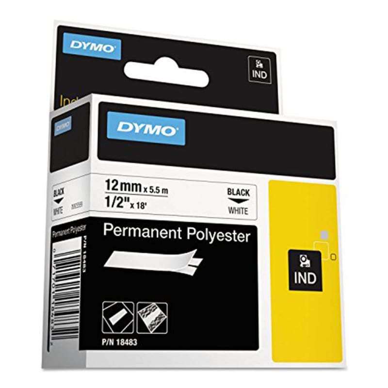 Dymo Corporation DYM18483 Label- Industrial- Perm Poly- .50in.- 18ft.- White