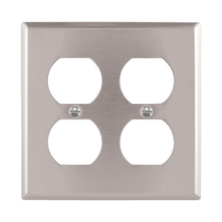 93102box1 wallplate 2g duplex receptacle std ss