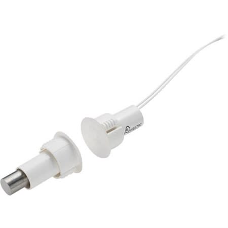 Edwards Signaling 1076CW-N Recessed Steel Door Magnetic Contact with Wire Leads, 3/4" Diameter, SPDT, 3/4" Wide Gap, Single Pole-Double Throw, White
