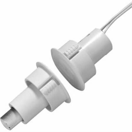 Edwards Signaling 1076W-N Recessed Steel Door Magnetic Contact with Wire Leads, 1" Diameter, SPDT, Wide Gap, 1" Gap Size, Single Pole-Double Throw, White