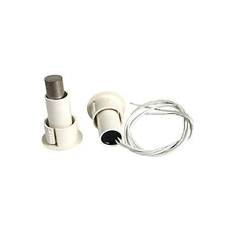 Edwards Signaling 1078C-N Recessed Steel Door Magnetic Contact with Wire Leads, 3/4" Diameter, Closed Loop, 3/8" Gap Size, White