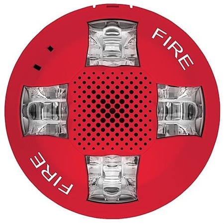 Kidde EGCAVRF Genesis EGC Ceiling Horn/Strobe, 15-115cd, Red, FIRE Marking. Room Side Wiring Plate Included