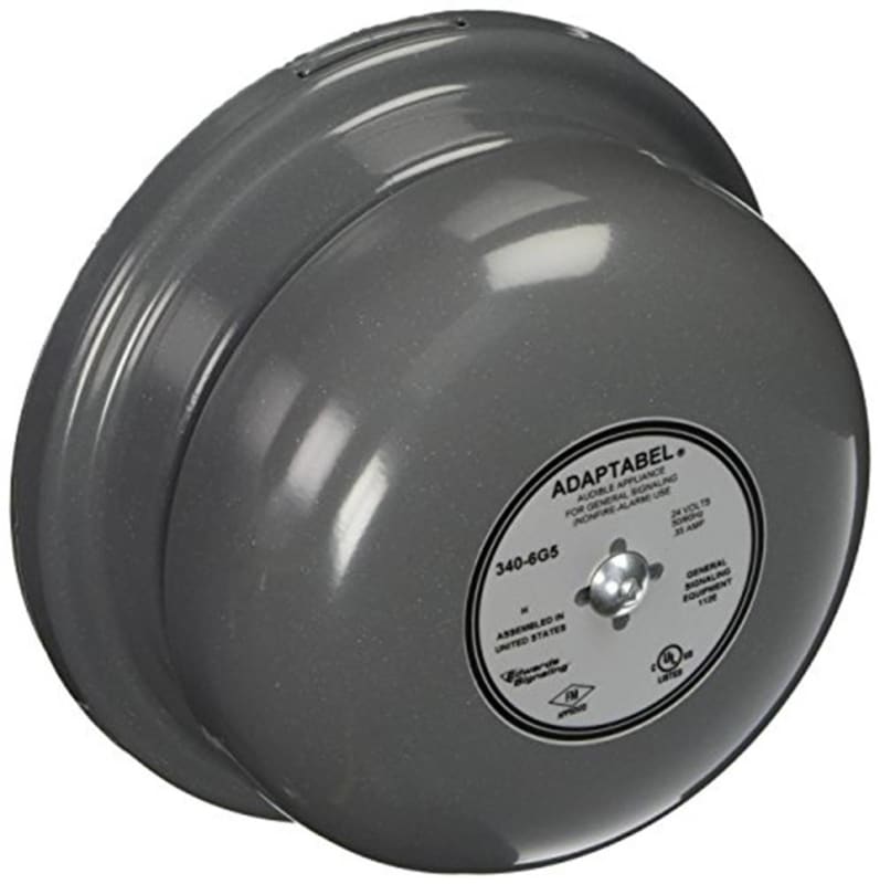 Edwards 340-6G5 Vibrating Bell, 24 VAC, 6", Surface Mount, Gray