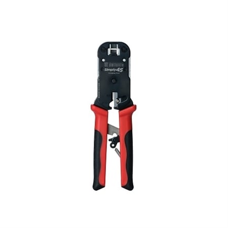 Simply45 S45-C100 Heavy Duty Ratcheted Crimper for Pass Through Cat5e and Cat6 RJ45 Plugs and Boots