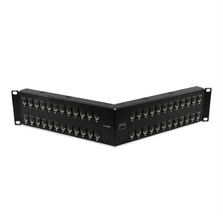 Potter UP6-F2-48K-RS UltraMAX 48-Port CAT6 Copper Patch Panel with Jacks, Detached Wire Manager, UTP, Flat, 2U, Black