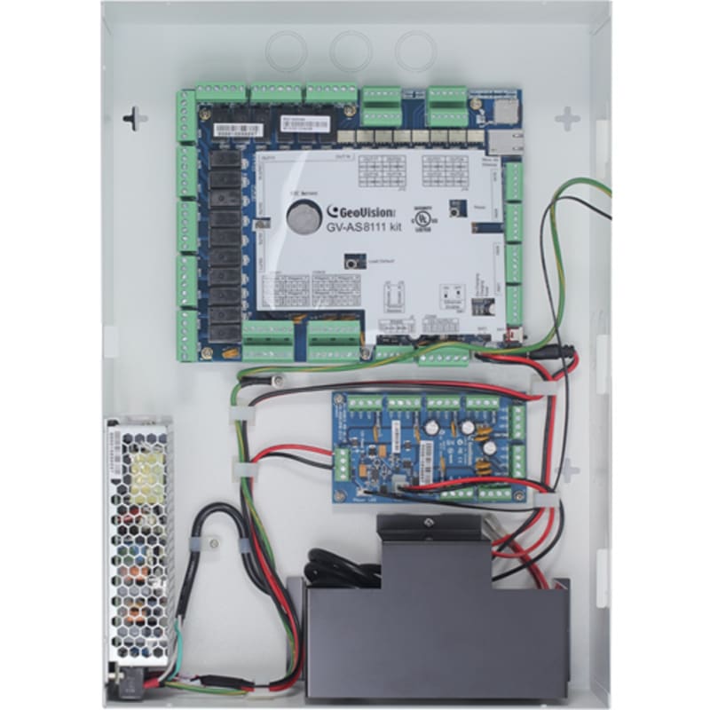 GeoVision GV-AS8111 Kit, GV-AS8111 Complete Kit with Ul Certification, 8 Door Panel, Power Board, Optional Backup Battery Unit in Iron Case