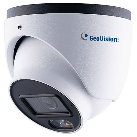 GeoVision 84-GEBF482-2F10 GV-GEBF4802 Series 4MP AI Eyeball Dome IP Camera, 2.8mm Lens, IR and Warm LED, IP67, IK10