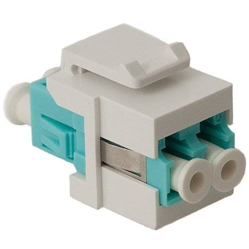 ICC LC Fiber Optic Keystone Coupler (OM3) with Metal Sleeves and Duplex Ports, White