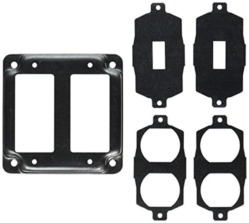Hubbell-Raco Raised Square Cover with Exposed Work 2 GFCI Duplex or Toggle
