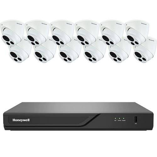 Honeywell HN30160204E125PK 30 Series 13-Piece Surveillance Kit, (12) HC30WE5R3 5MP Turret Cameras, (1) HN30160204 16-Channel NVR, 4TB