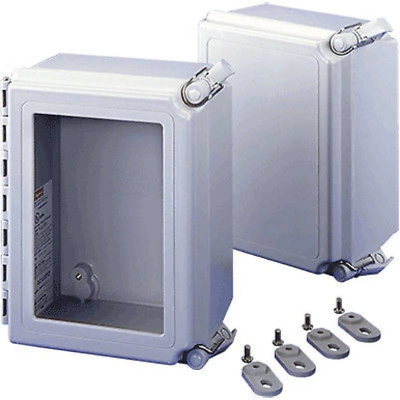 Hoffman A14128CHQRFG NEMA 4X Enclosure, Fiberglass, Solid Cover w/ Quick Release