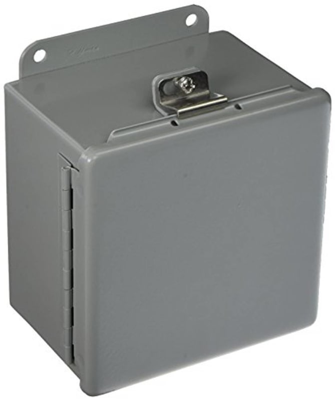 Hoffman A606CHNF J Box, NEMA 4, Hinged Cover, Steel, 6.00" x 6.00" x 4.00", Gray