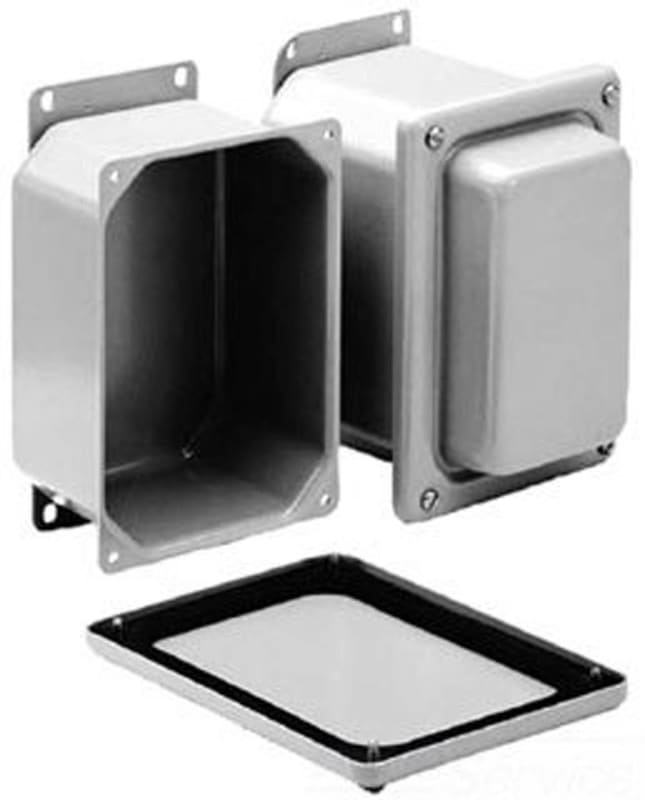 Hoffman J Box, NEMA 12, Flat Cover with Screws, Steel, 8.00"x4.00"x2.75", Gray