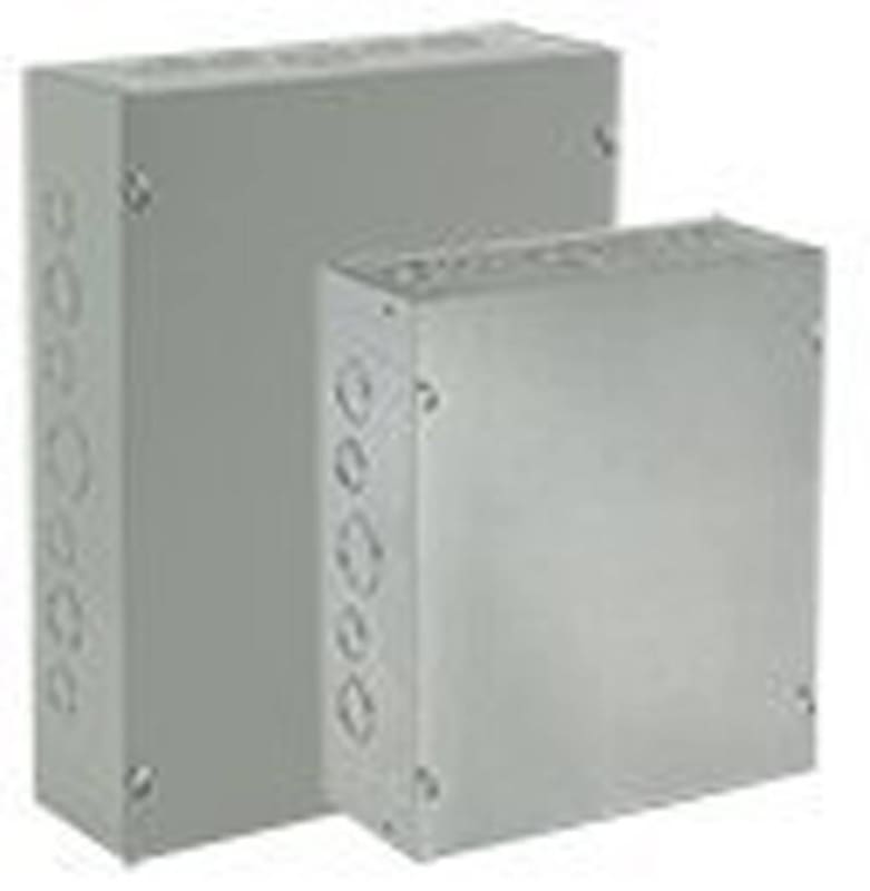 Hoffman Pull Box; 12 Inch Depth, Steel, Gray, Wall Mount, Flat/Screw-On Cover