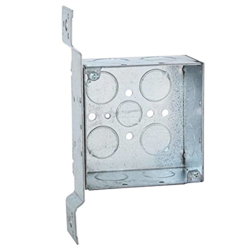 Hubbell-Raco 236 4" Square Box, Welded, Metallic, 2-1/8" Deep, FM Bracket Hubbell-Raco 236 4" Square Box, Welded, Metallic, 2-1/8" Deep, FM Bracket