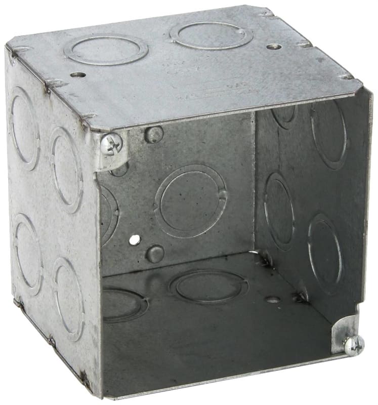 Hubbell-Raco 256 4" Square Box, Welded, Metallic, 3-1/2" Deep