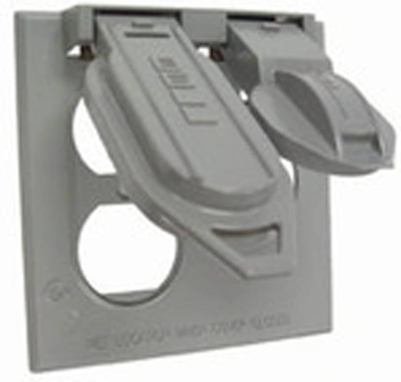 Hubbell-Raco 5160-0 Weatherproof Cover, 2-Gang, Horizontal, Gray, Metallic