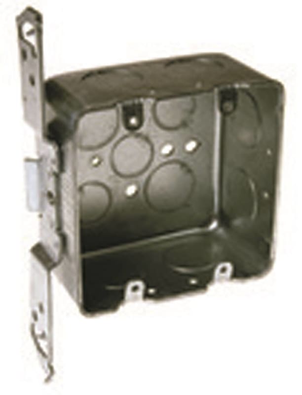Hubbell-Raco 685 4" Square Box, Drawn, Metallic, 2-1/8" Deep, TS Bracket