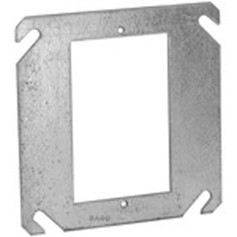 Hubbell-Raco 787 4" Square Cover, 1-Device, Mud Ring, Flat, Drawn, Metallic
