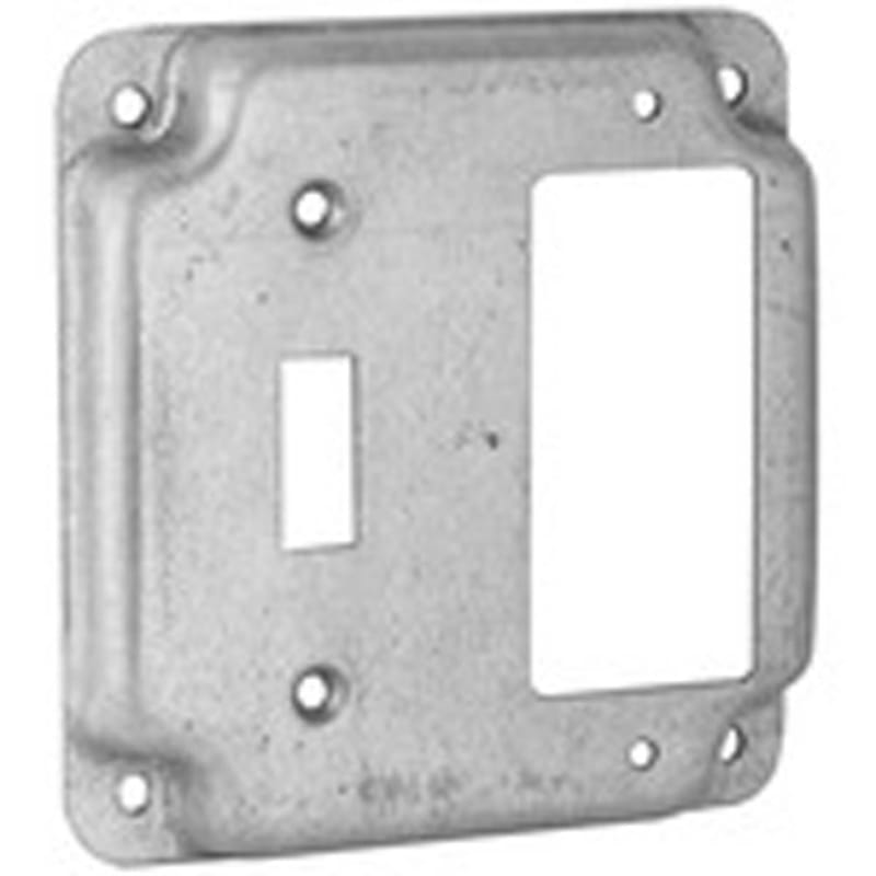 Hubbell-Raco 814C 4" Square Exposed Work Cover, (1) Toggle, (1) Decora/GFCI Hubbell-Raco 814C 4" Square Exposed Work Cover, (1) Toggle, (1) Decora/GFCI