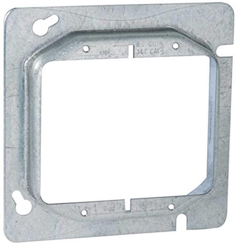 Hubbell-Raco 840 4-11/16" Square Cover, 2-Device, Mud Ring, 3/4" Raised, Drawn