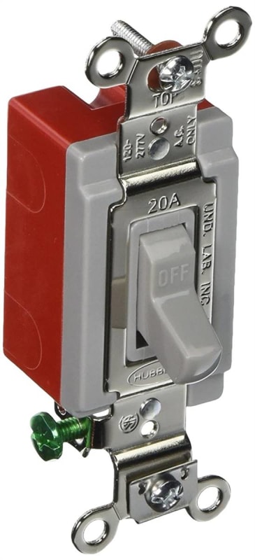 Hubbell Wiring Devices HBL1221GY 20 Amp 120/277 VAC 1-Pole Gray Toggle Switch