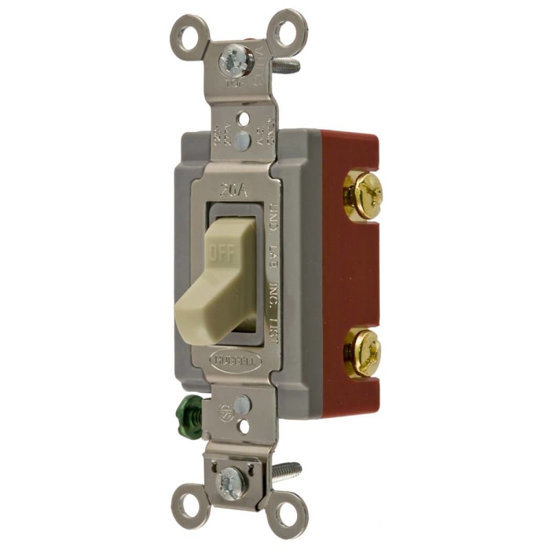 Hubbell Wiring Devices HBL1221I 20 Amp 120/277 VAC 1-Pole Ivory Toggle Switch
