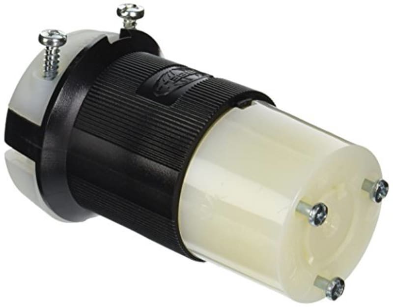 hubbell hbl2323 locking connector, 20 amp, 250v, l6-20r, black and white hubbell hbl2323 locking connector, 20 amp, 250v, l6-20r, black and white