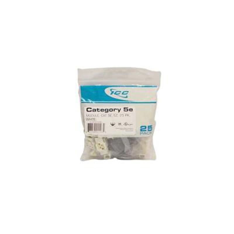 ICC IC107E5CWH EZ ; Style Category 5e RJ45 Modular Jack; 8P8C, White, 25/Pack