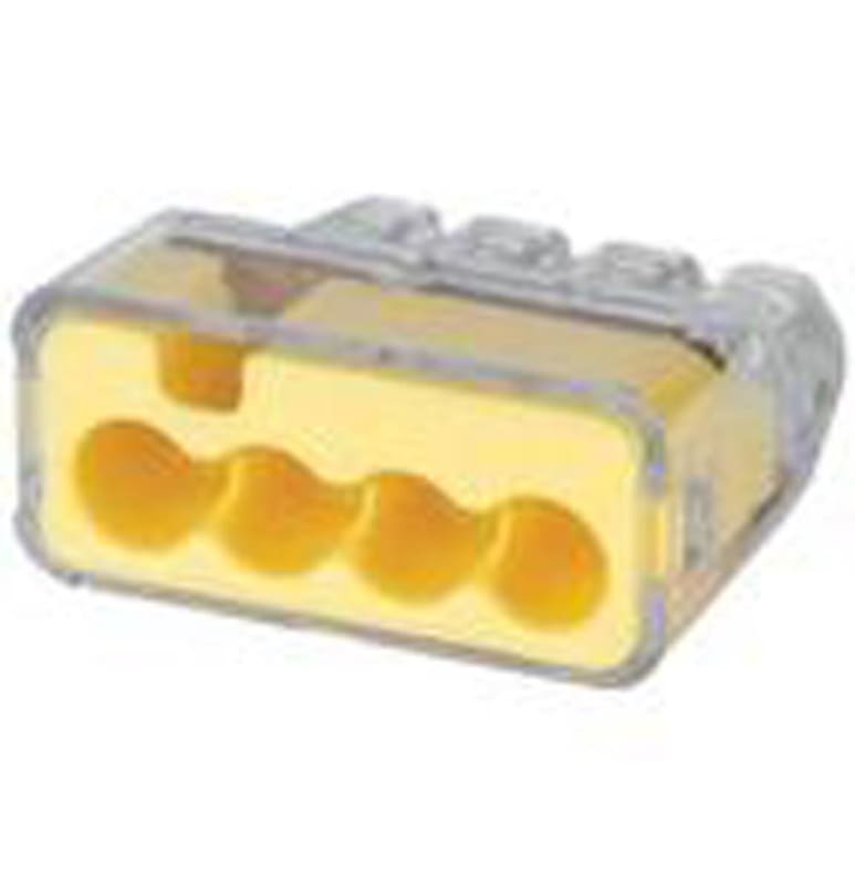 Ideal Push In Connector,4 Port,Yellow,PK100  30-1034