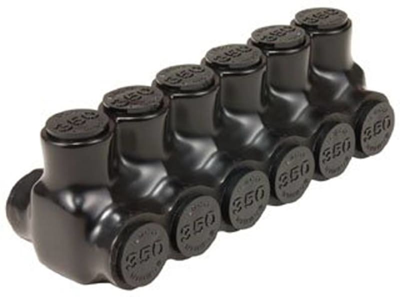 Ilsco PBTD-4-500 Insulated Multi Tap Two Sided Connector; 4 Ports, 600 V, Black Ilsco PBTD-4-500 Insulated Multi Tap Two Sided Connector; 4 Ports, 600 V, Black