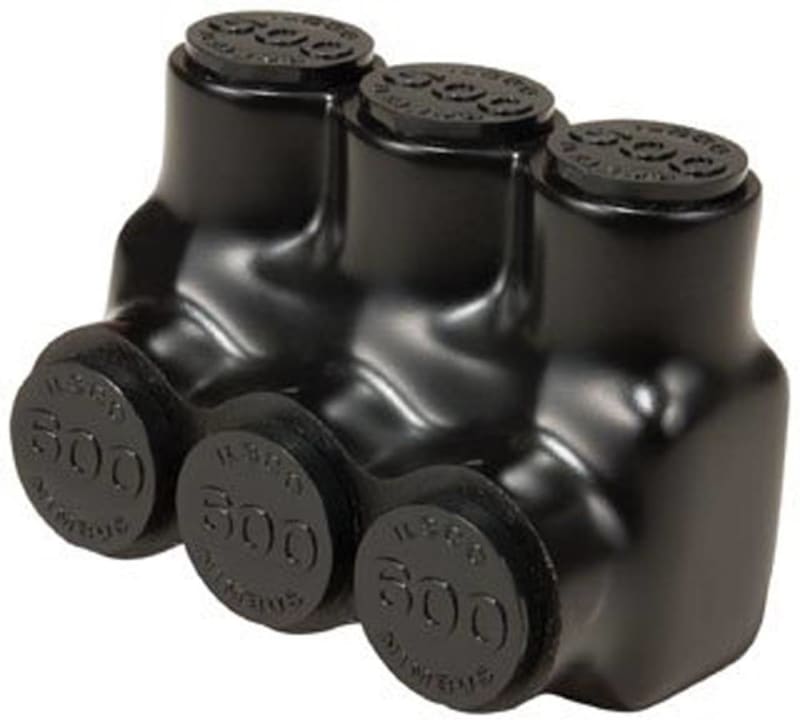 Ilsco PBTS34 Multi Tap One Sided Connector; 14-4 AWG, 3 Ports, Plastisol, Black Ilsco PBTS34 Multi Tap One Sided Connector; 14-4 AWG, 3 Ports, Plastisol, Black