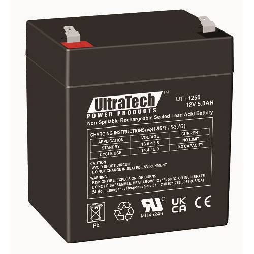 UltraTech IM-1250F2 12V, 5Ah SLA Battery, F2 Terminal UltraTech IM-1250F2 12V, 5Ah SLA Battery, F2 Terminal
