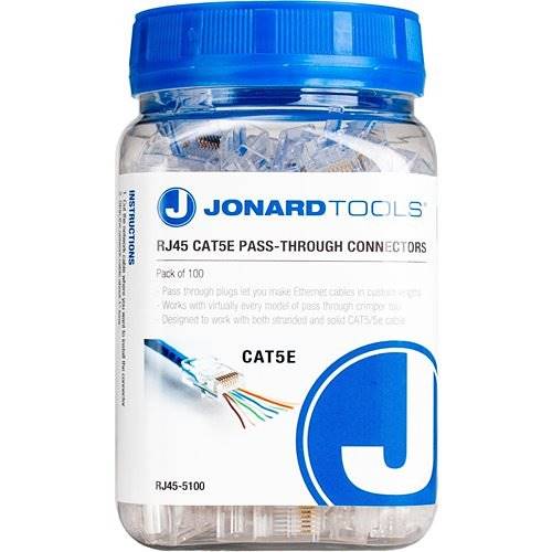 Jonard Tools RJ45-5100 CAT5e RJ45 Pass-Through Connectors, 100-Pack Jonard Tools RJ45-5100 CAT5e RJ45 Pass-Through Connectors, 100-Pack