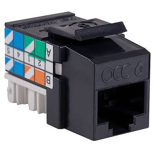 OCC KMJA602 KMJ Category 6 Jack, Universal 568A/B Wiring, Black