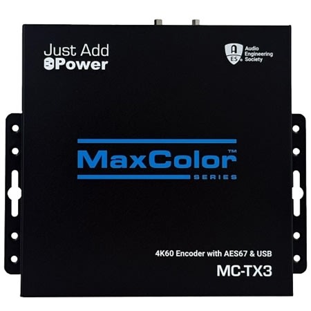 Just Add Power MC-TX3 MaxColor Series 4K60 Transmitter with AES67 and USB-C