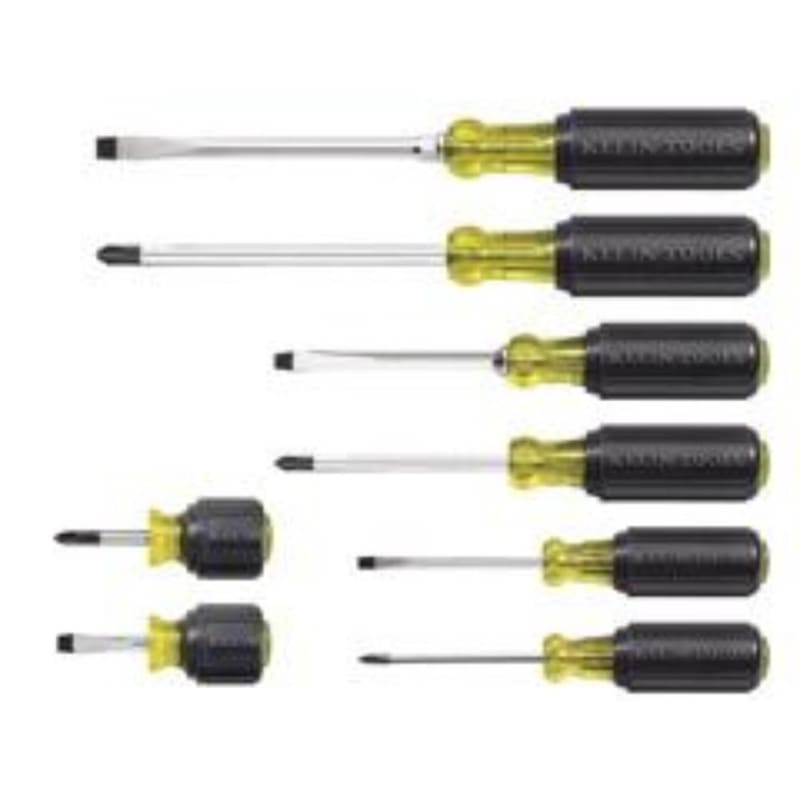 KLEIN TOOLS 85078 8-Piece Assorted Screwdriver Set, Phillips/Cabinet/Keystone