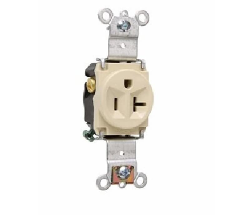 Pass ; Seymour Double Pole Single Receptacle; Wall Mount, 125 V, 20 Amp, Ivory Pass ; Seymour Double Pole Single Receptacle; Wall Mount, 125 V, 20 Amp, Ivory