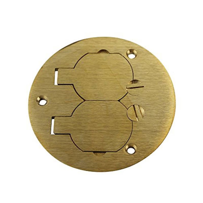 Wiremold 895T Round Duplex Receptacle Cover, 4-1/4" Diameter, Brass