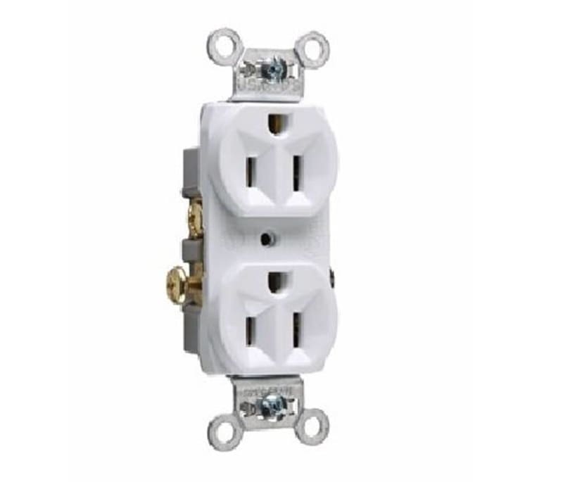 Pass ; Seymour CR15-W Double Pole Straight Blade Duplex Receptacle; Wall Mount, 125 Volt AC, 15 Amp, White Pass ; Seymour CR15-W Double Pole Straight Blade Duplex Receptacle; Wall Mount, 125 Volt AC, 15 Amp, White