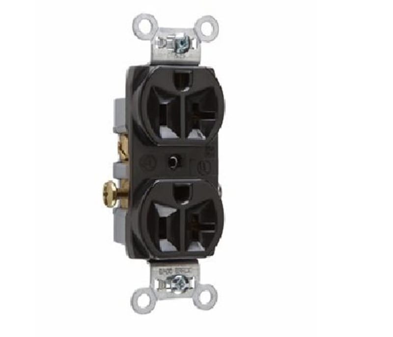 Pass ; Seymour CR20-BK Double Pole Straight Blade Duplex Receptacle; Wall Mount, 125 Volt, 20 Amp, Black Pass ; Seymour CR20-BK Double Pole Straight Blade Duplex Receptacle; Wall Mount, 125 Volt, 20 Amp, Black