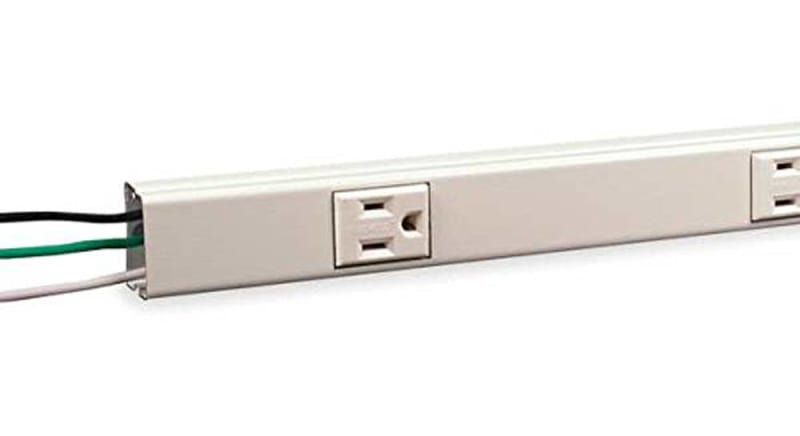 Wiremold V20GB506TR Tamper Resistant Outlet Strip, Steel, Ivory, 8 Outlets