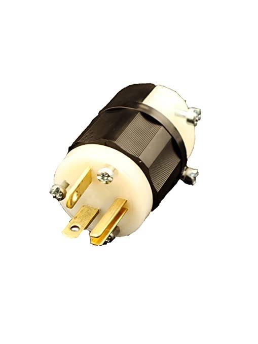 Leviton 5366-C 20 Amp, 125 Volt, Plug, Straight Blade, Industrial Grade, Grounding, Black-White
