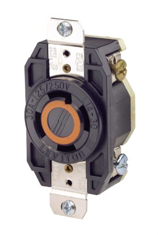 Leviton 2710 30 Amp, 125/250 Volt, Flush Mounting Locking Receptacle, Black Leviton 2710 30 Amp, 125/250 Volt, Flush Mounting Locking Receptacle, Black