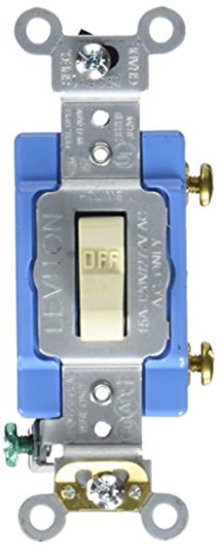 Leviton 1201-2I 15 Amp, 120/277 Volt, Toggle Single-Pole AC Quiet Switch, Ivory