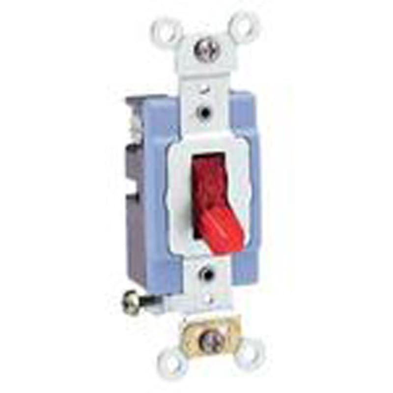 Leviton 1201-PLR Single-Pole Pilot Light Toggle Switch, 15A, 120V, Red