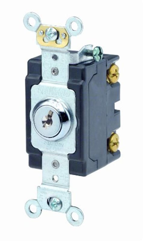 Leviton 1221-2KL 20 Amp, 120/277 Volt, Key Locking, Single-Pole, AC Quiet Switch