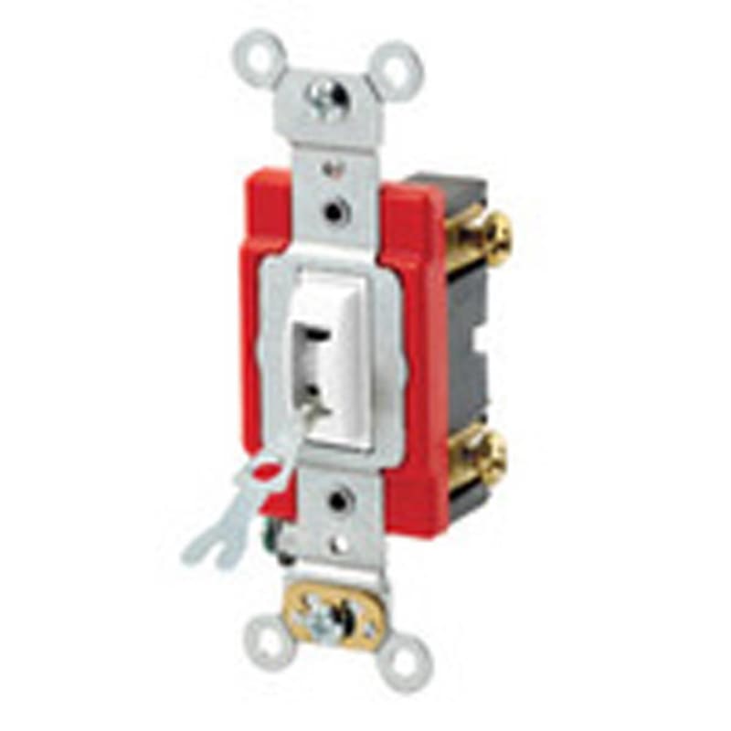 Leviton 1221-2WL Single-Pole Locking Toggle Switch, 20A, 120/277V, White
