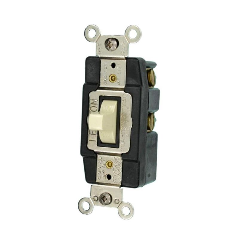 Leviton 1257-I 20-Amp 120/277-Volt Toggle Single-Pole AC Quiet Switch, Ivory