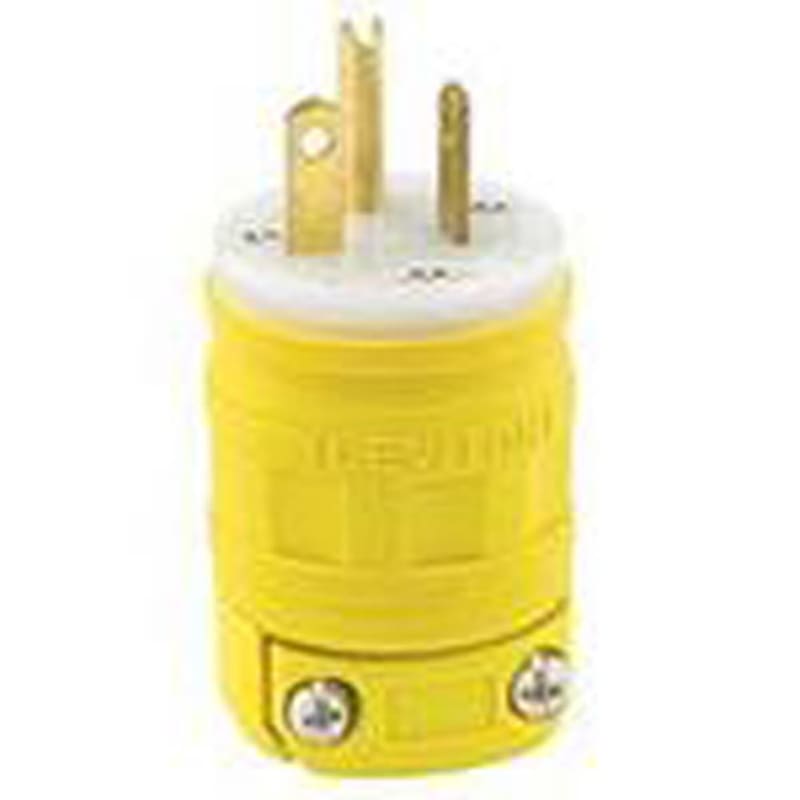 Leviton 14W33 20 Amp Watertight Plug, 125V, 5-20P, Rubber, Yellow, Grounding Leviton 14W33 20 Amp Watertight Plug, 125V, 5-20P, Rubber, Yellow, Grounding